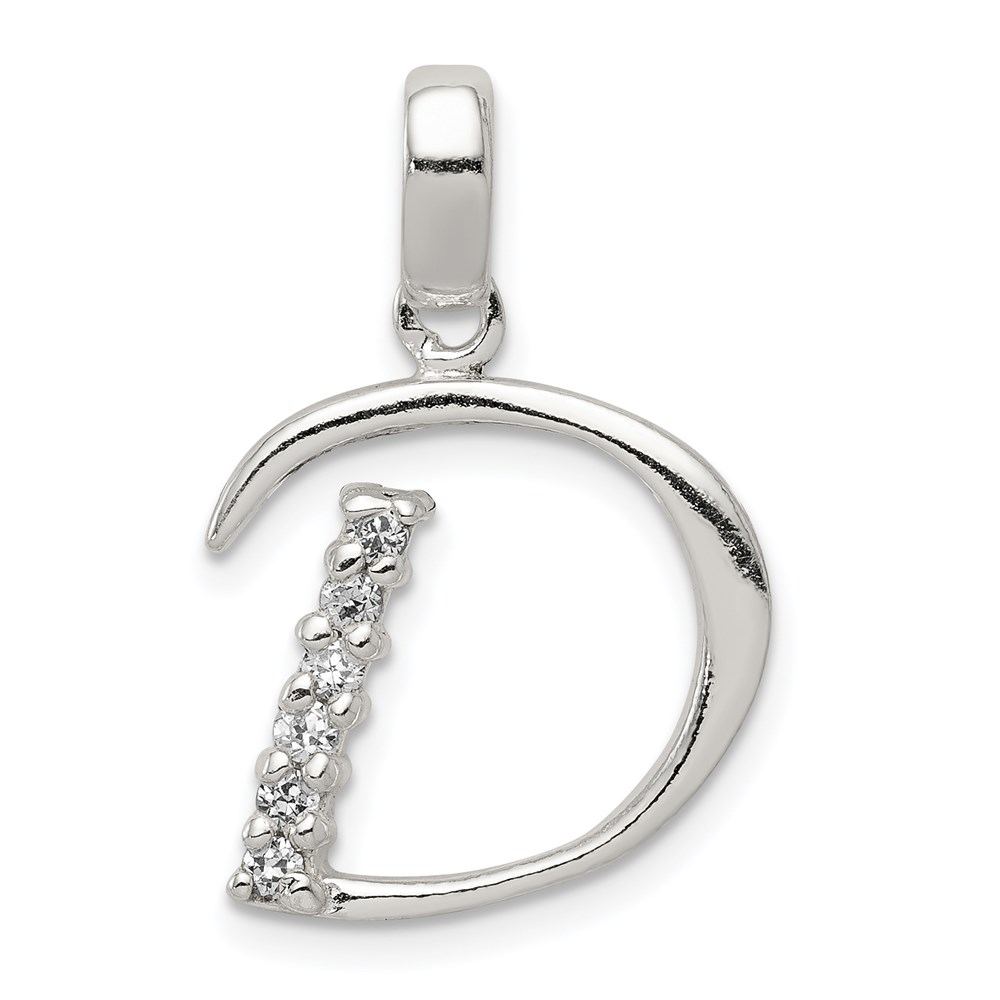 Sterling Silver and CZ, Lauren Collection, Initial D Pendant
