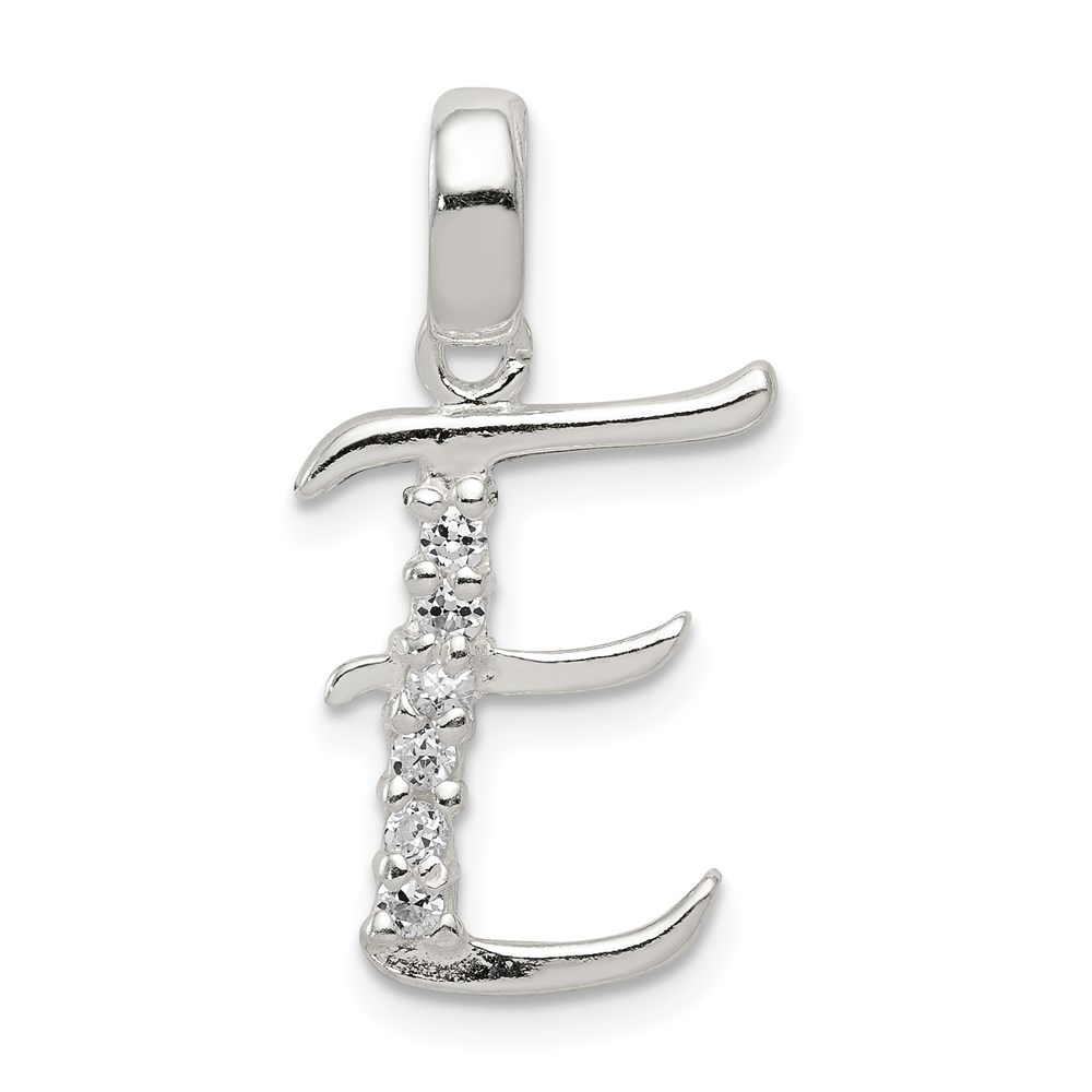 Sterling Silver and CZ, Lauren Collection, Initial E Pendant