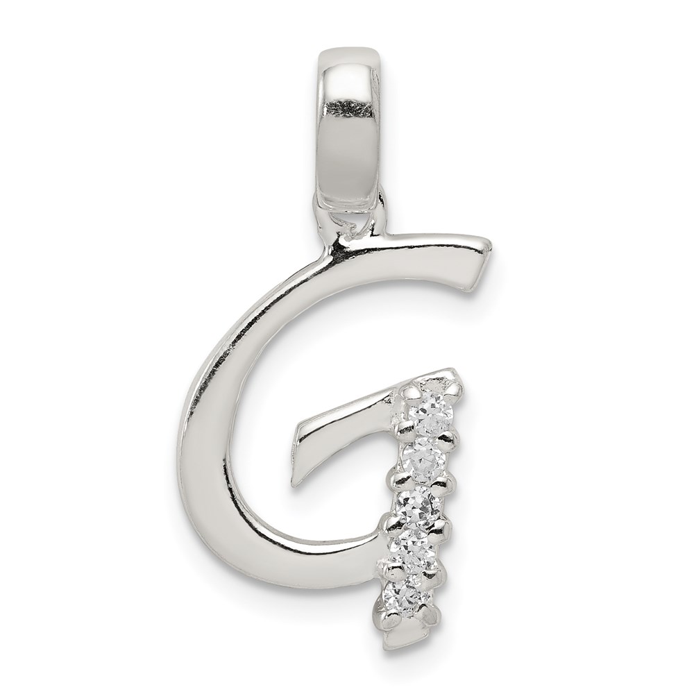 Sterling Silver and CZ, Lauren Collection, Initial G Pendant