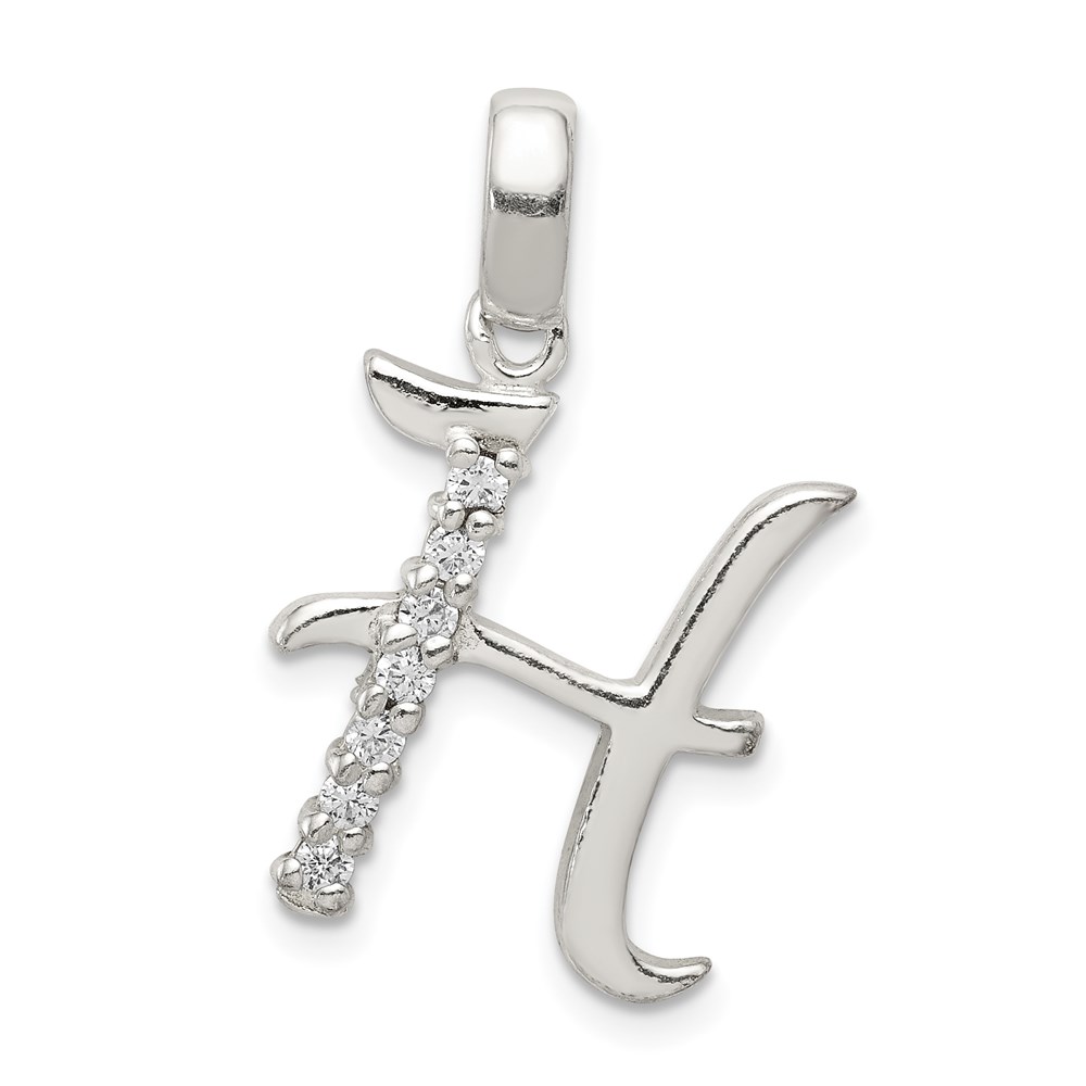 Sterling Silver and CZ, Lauren Collection, Initial H Pendant