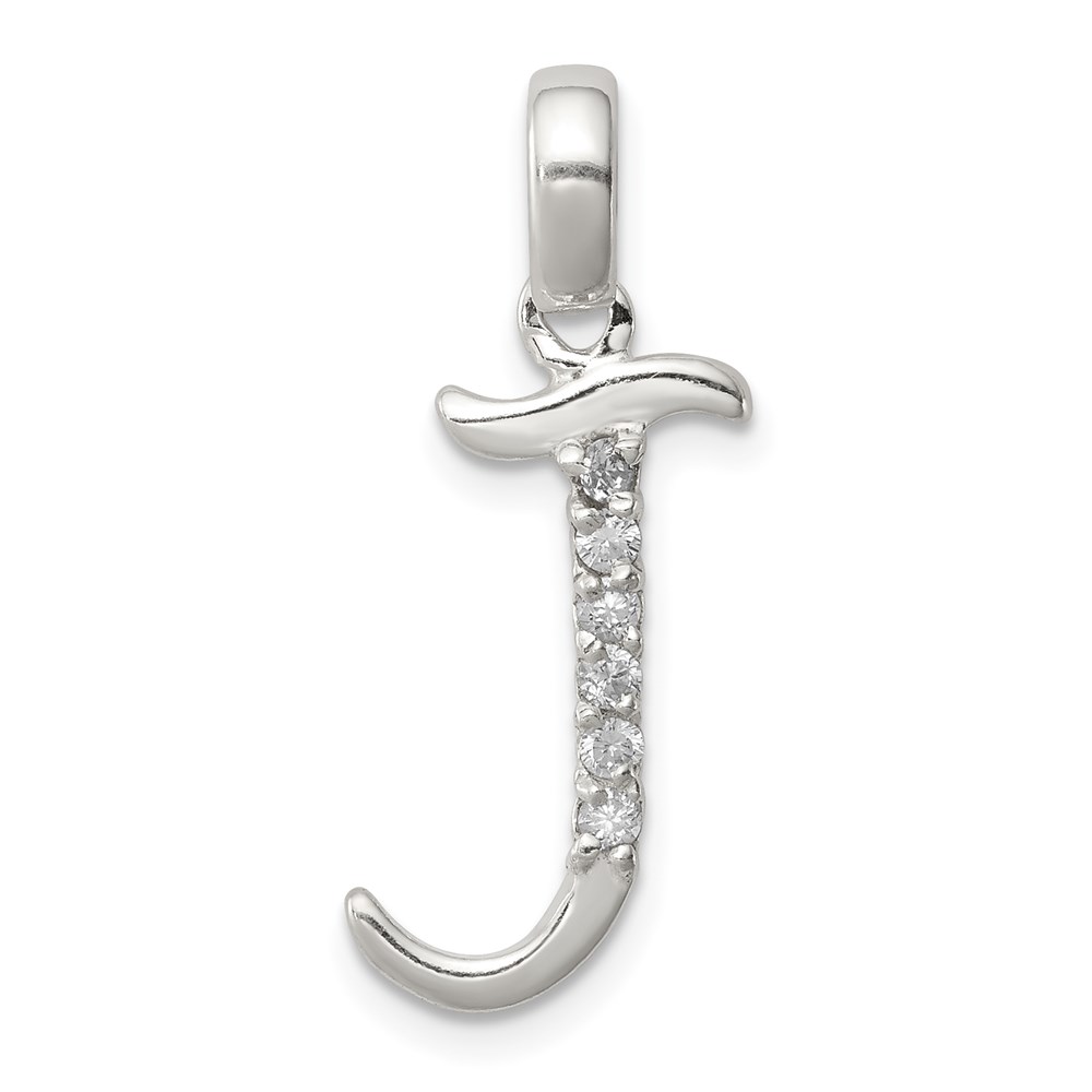 Sterling Silver and CZ, Lauren Collection, Initial J Pendant