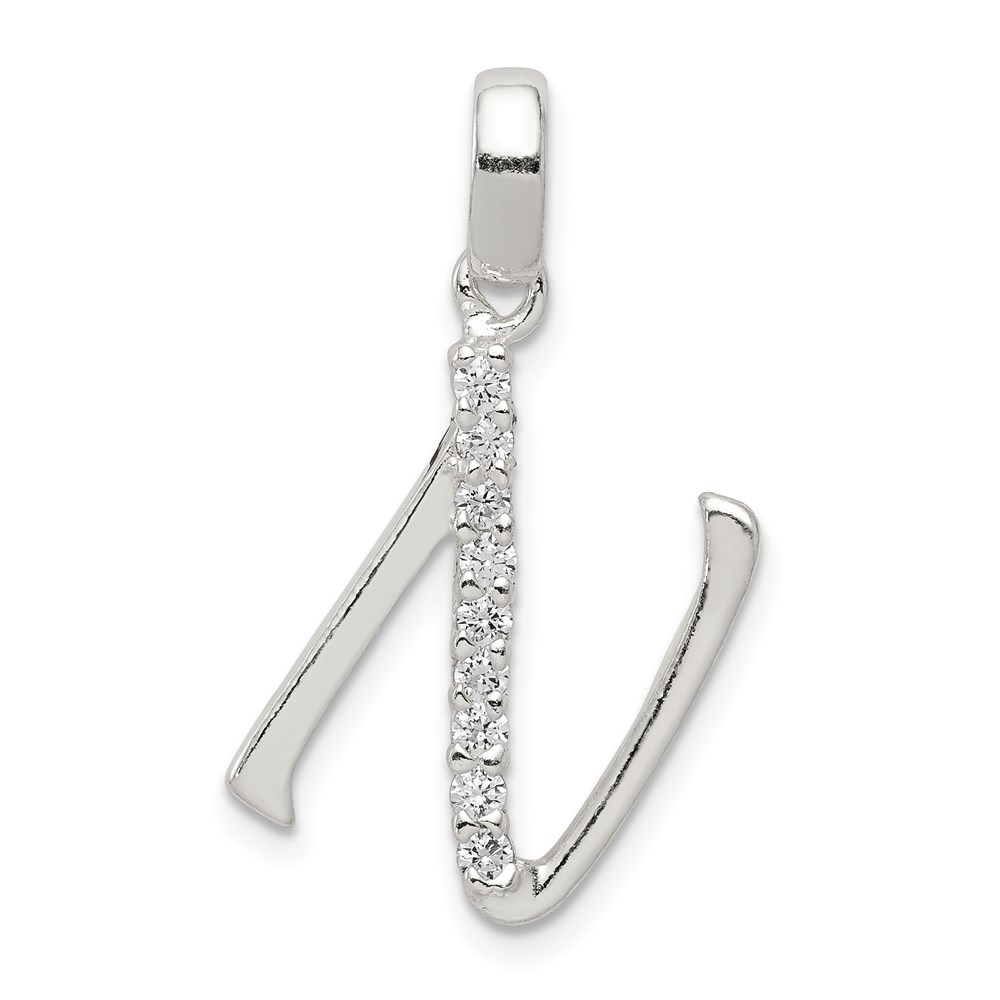 Sterling Silver and CZ, Lauren Collection, Initial N Pendant
