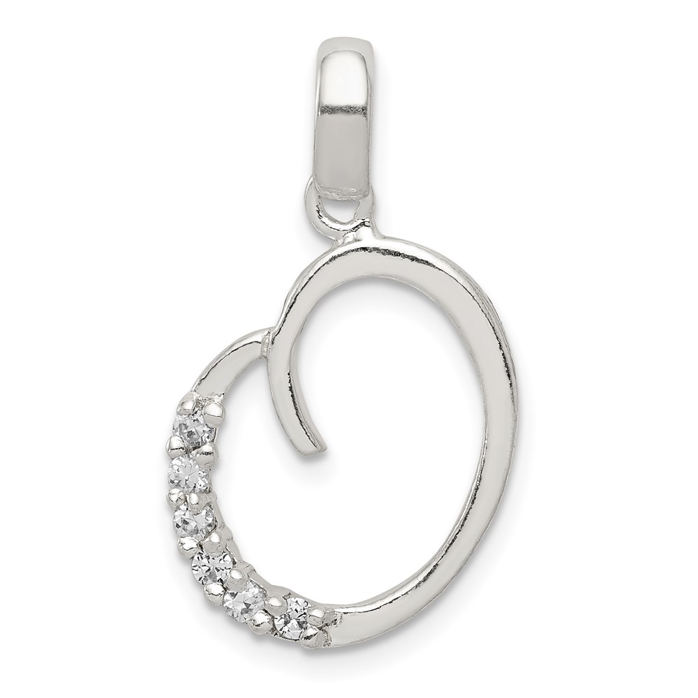 Sterling Silver and CZ, Lauren Collection, Initial O Pendant