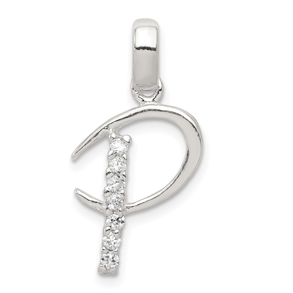 Sterling Silver and CZ, Lauren Collection, Initial P Pendant
