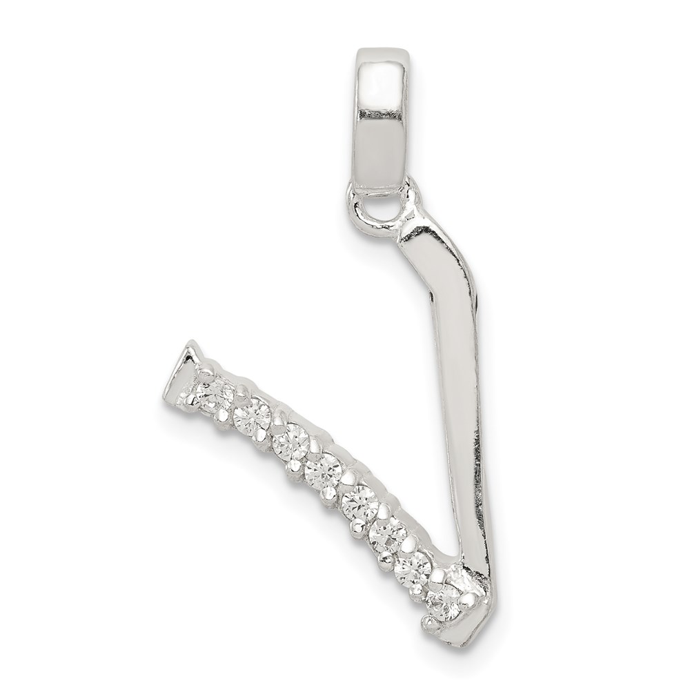 Sterling Silver and CZ, Lauren Collection, Initial V Pendant