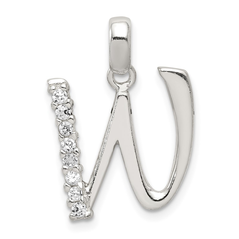 Sterling Silver and CZ, Lauren Collection, Initial W Pendant