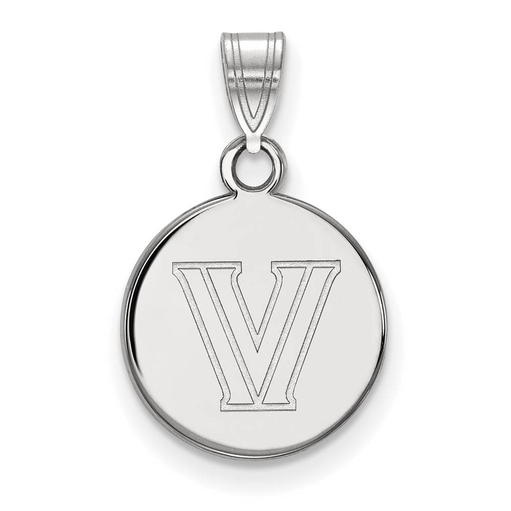 10k White Gold Villanova U. Logo Disc Pendant