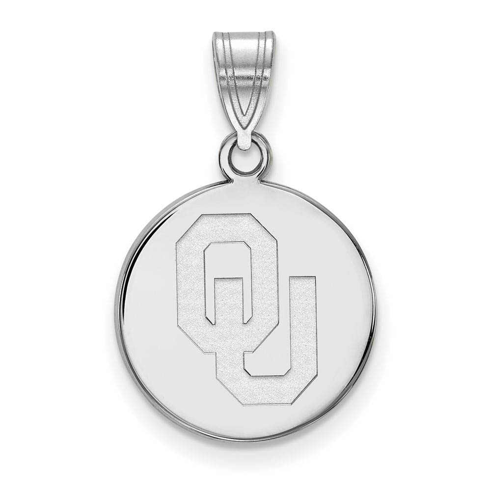 10k White Gold U. of Oklahoma 'OU' Disc Pendant