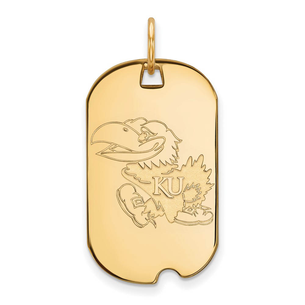 10k Yellow Gold U. of Kansas Dog Tag Pendant