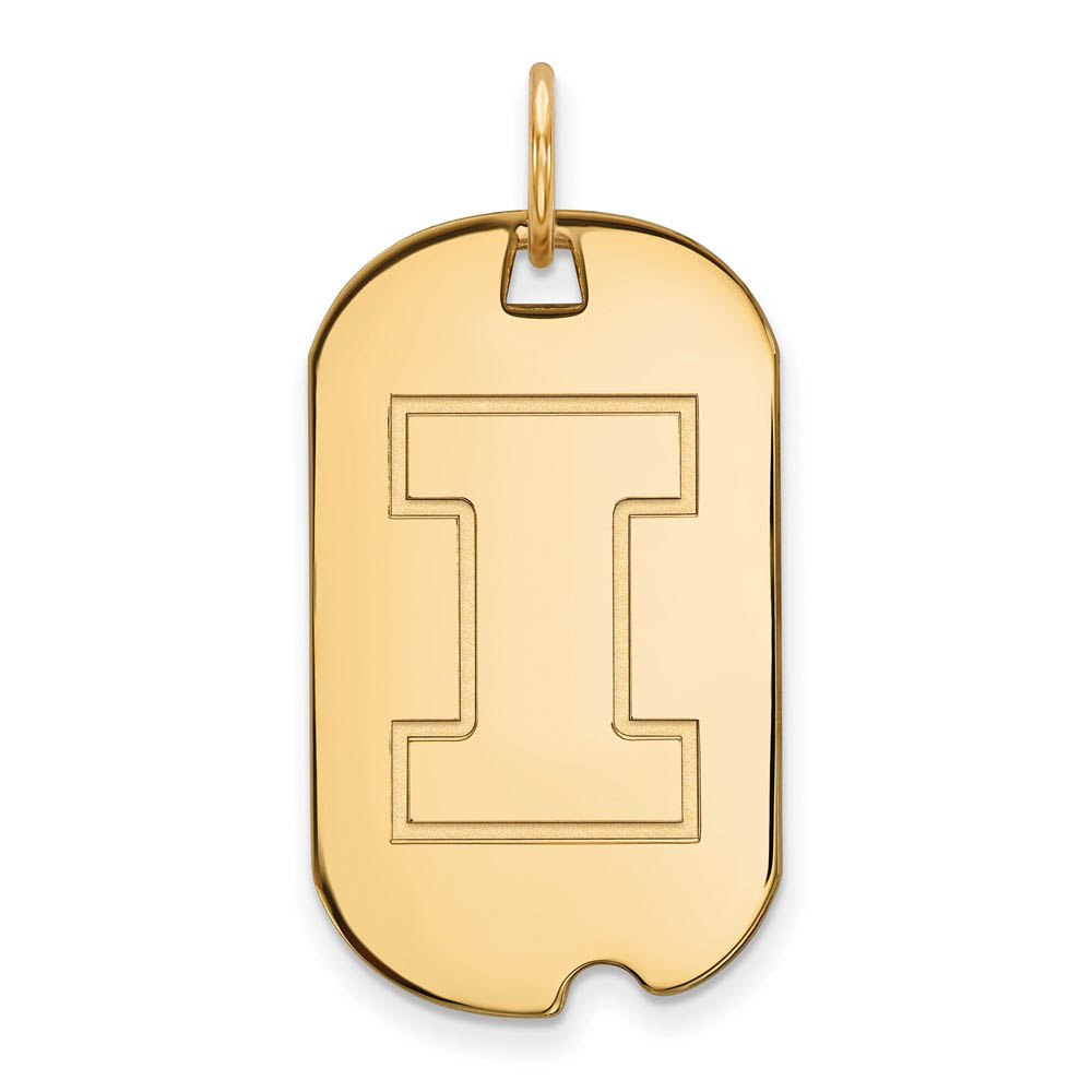 10k Yellow Gold U. of Illinois Initial I Dog Tag Pendant