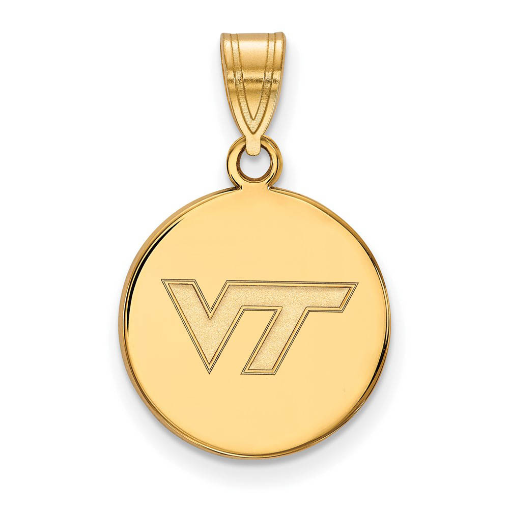 10k Yellow Gold Virginia Tech Logo Disc Pendant