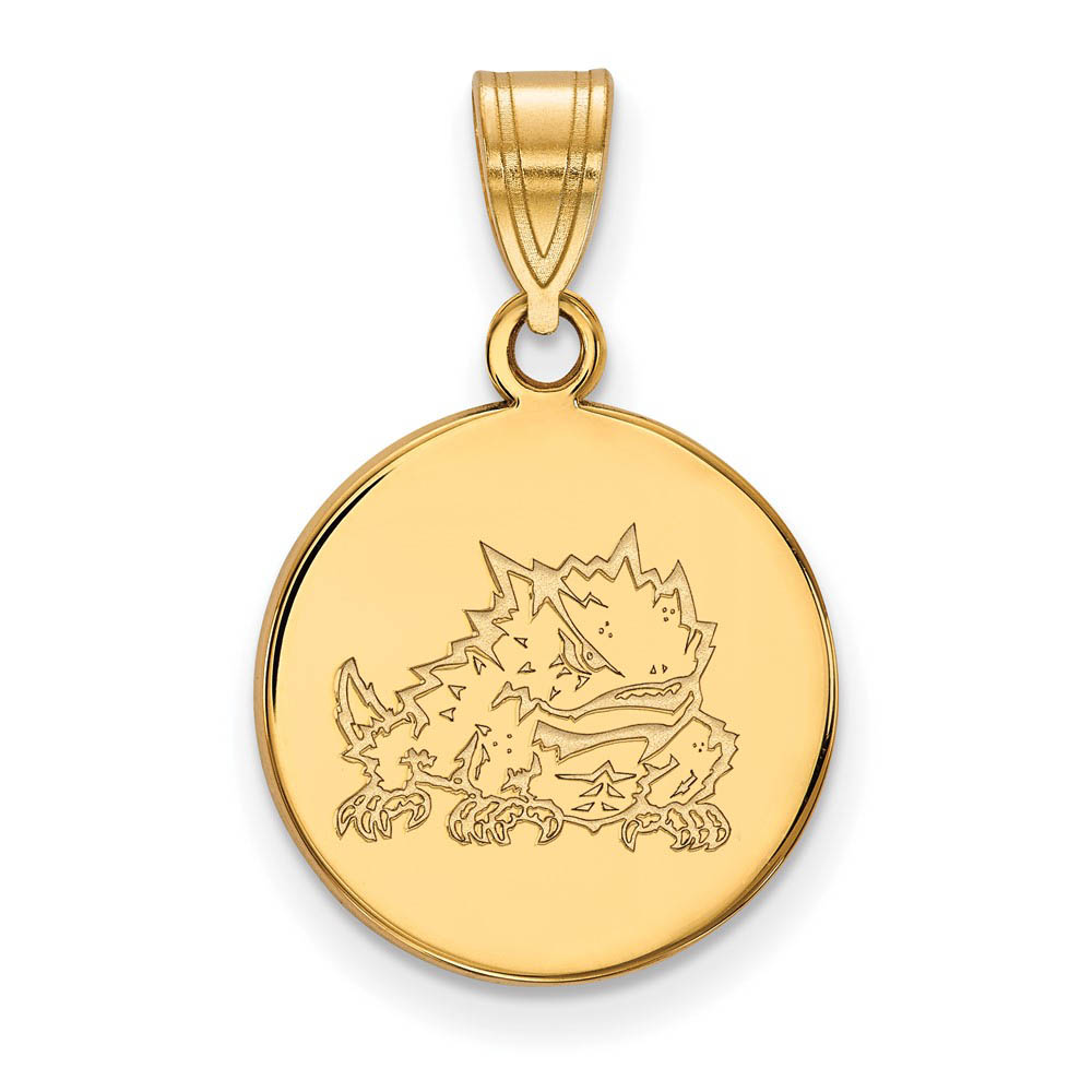 10k Yellow Gold Texas Christian U. Disc Pendant
