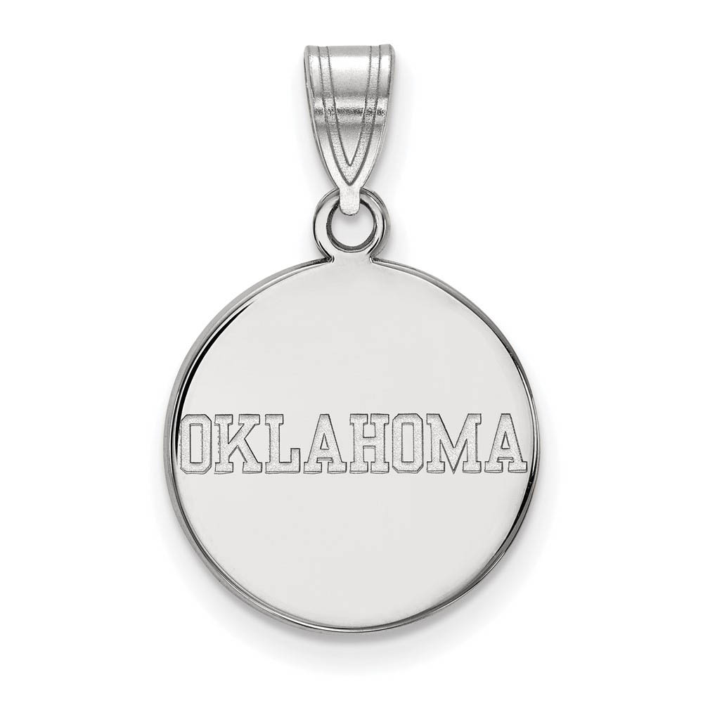 14k White Gold U. of Oklahoma Disc Pendant