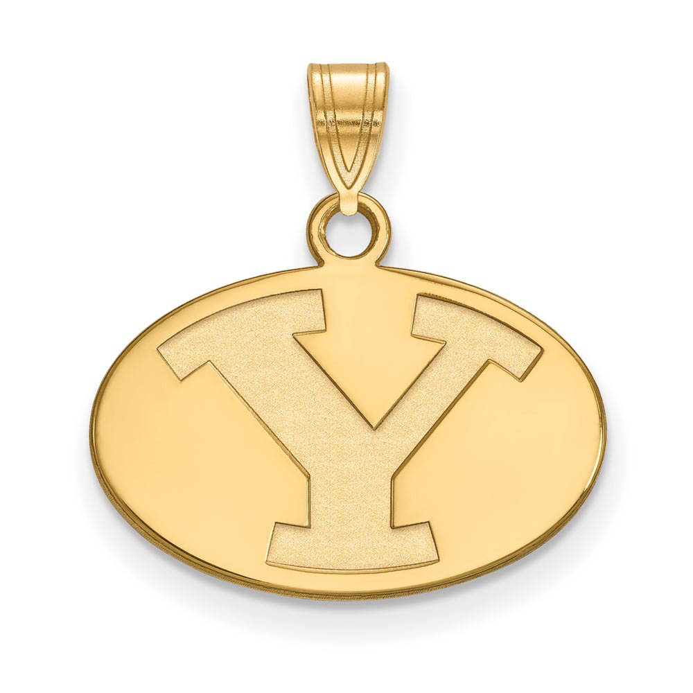 14k Yellow Gold Brigham Young U Initial Y Oval Pendant