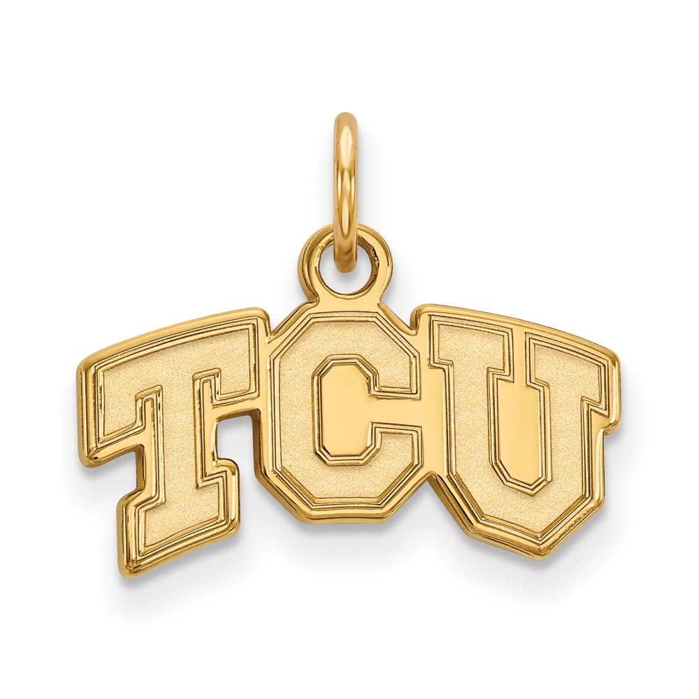 14k Yellow Gold Texas Christian U. (Tiny) 'TCU' Charm or Pendant