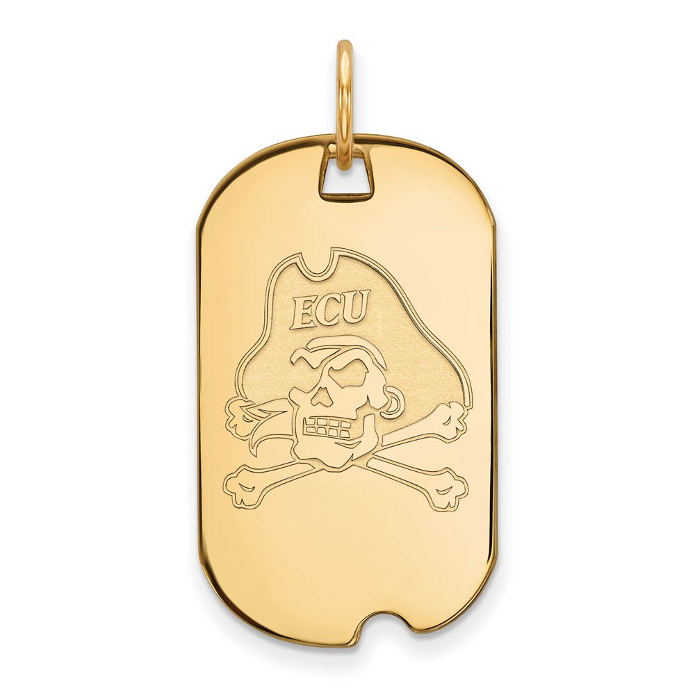 14k Yellow Gold East Carolina U Dog Tag Pendant
