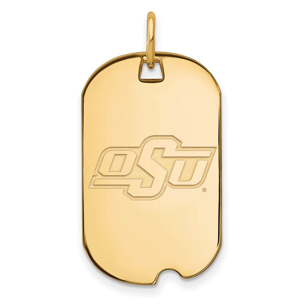 14k Yellow Gold Oklahoma State Dog Tag Pendant