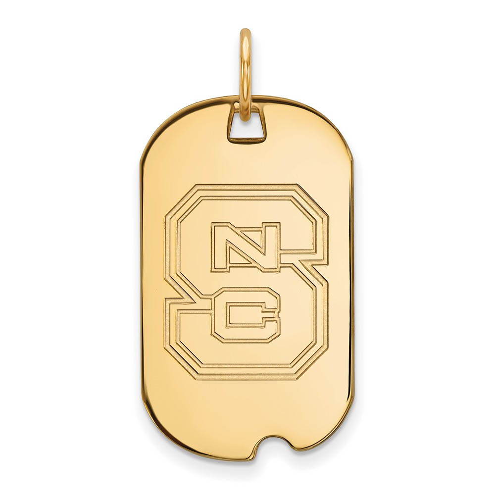 14k Yellow Gold North Carolina State 'NCS' Dog Tag Pendant