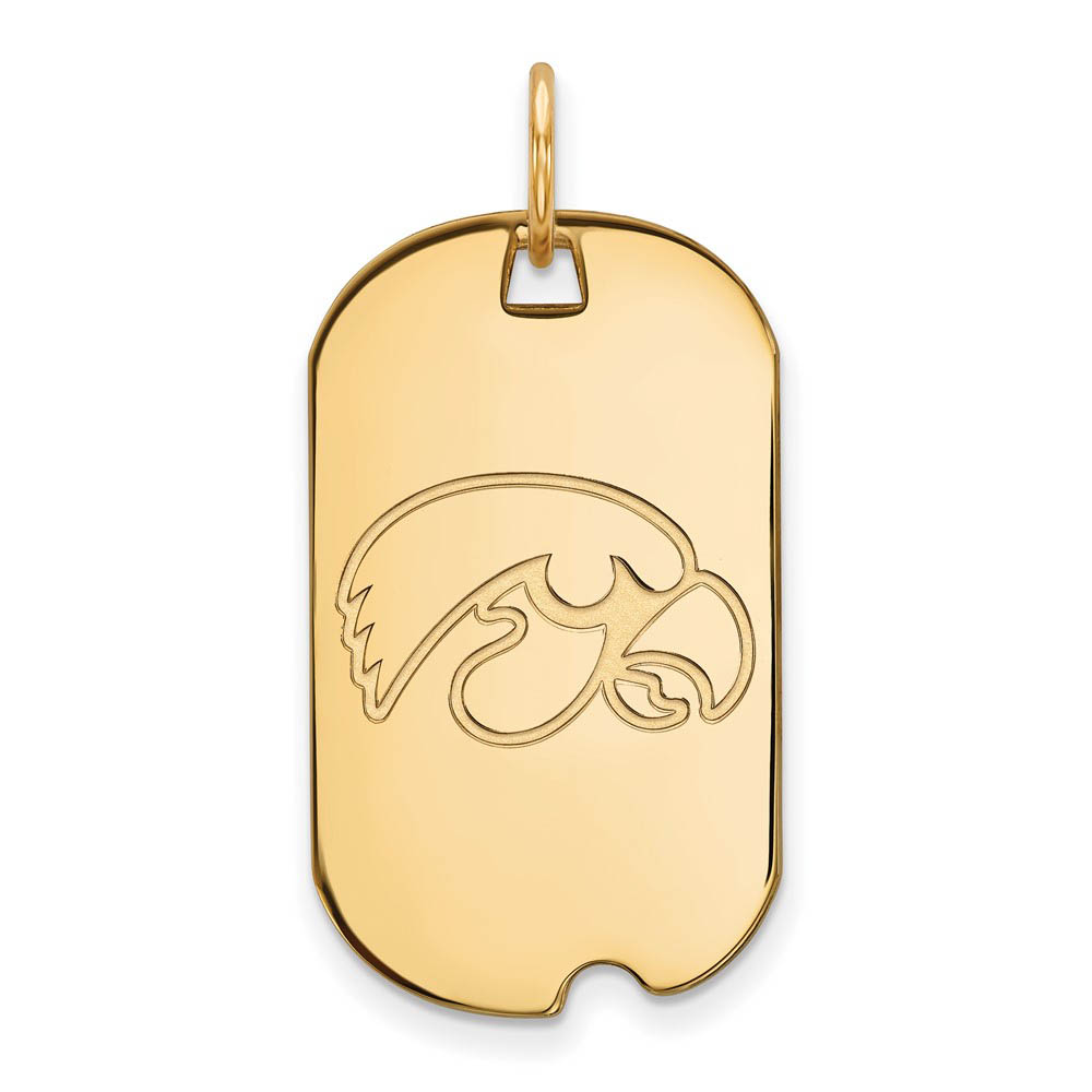 14k Yellow Gold U. of Iowa Dog Tag Pendant