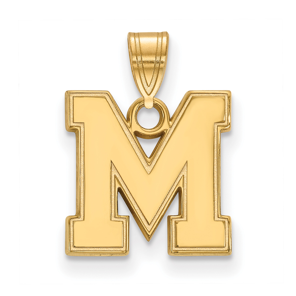 14k Yellow Gold U. of Memphis Small Initial Pendant