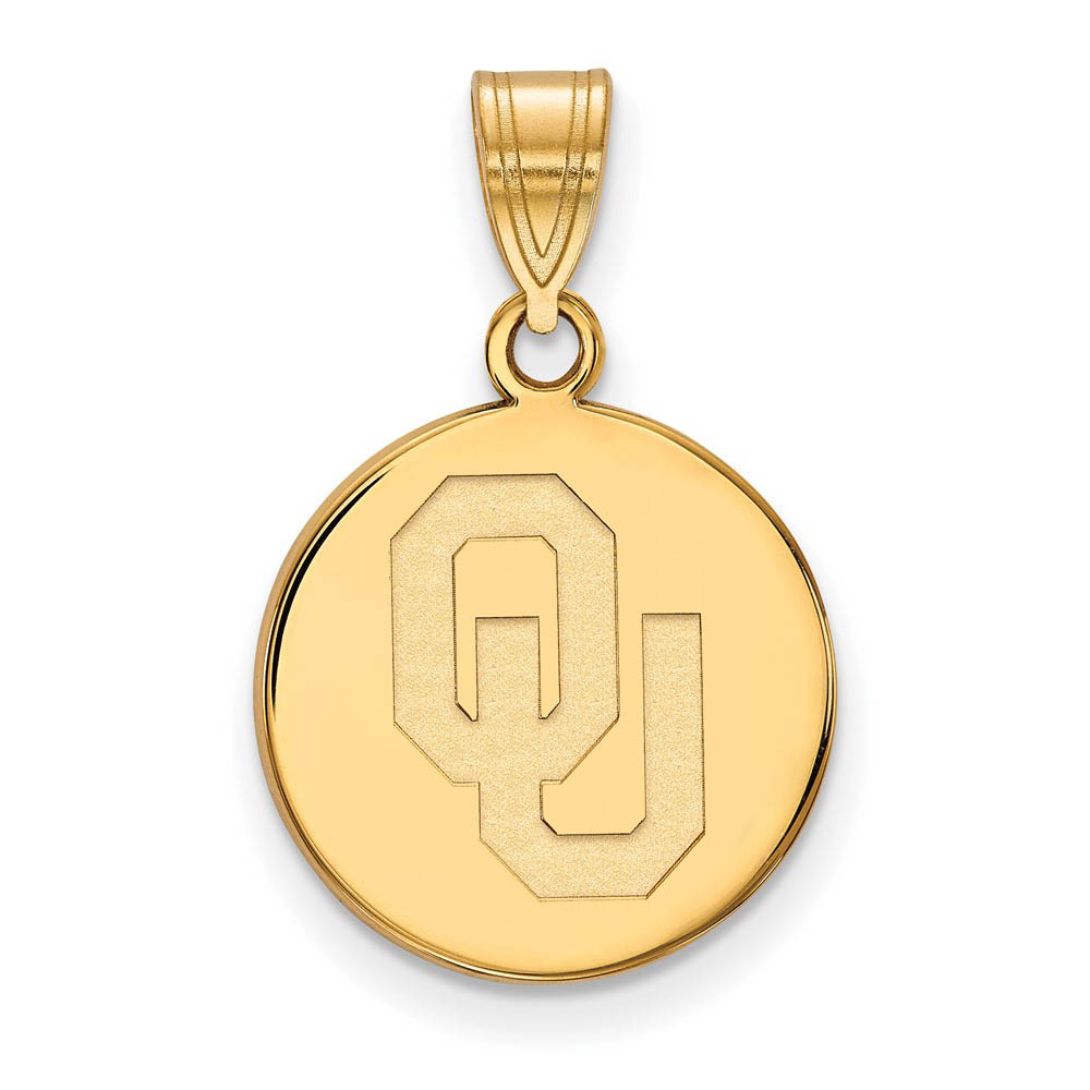 14k Yellow Gold U. of Oklahoma 'OU' Disc Pendant
