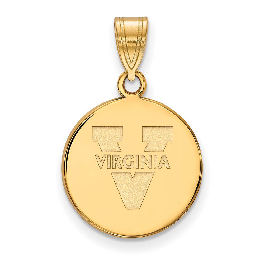 14k Yellow Gold U. of Virginia 'V' Logo Disc Pendant