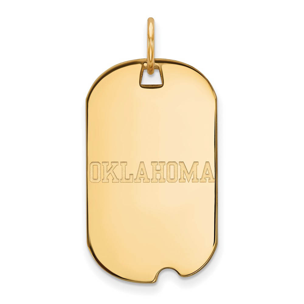 14k Yellow Gold U. of Oklahoma Dog Tag Pendant