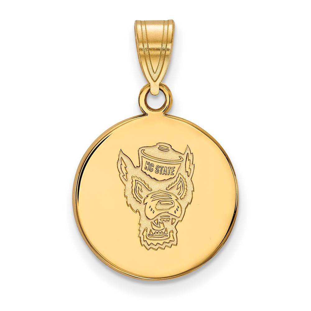 14k Yellow Gold North Carolina State Logo Disc Pendant