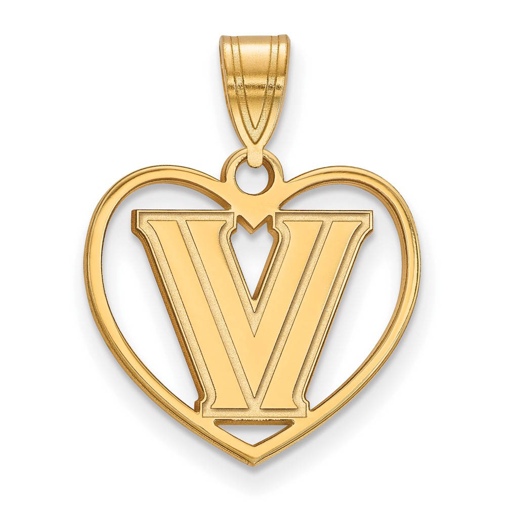 14k Gold Plated Silver Villanova U. Logo Heart Pendant