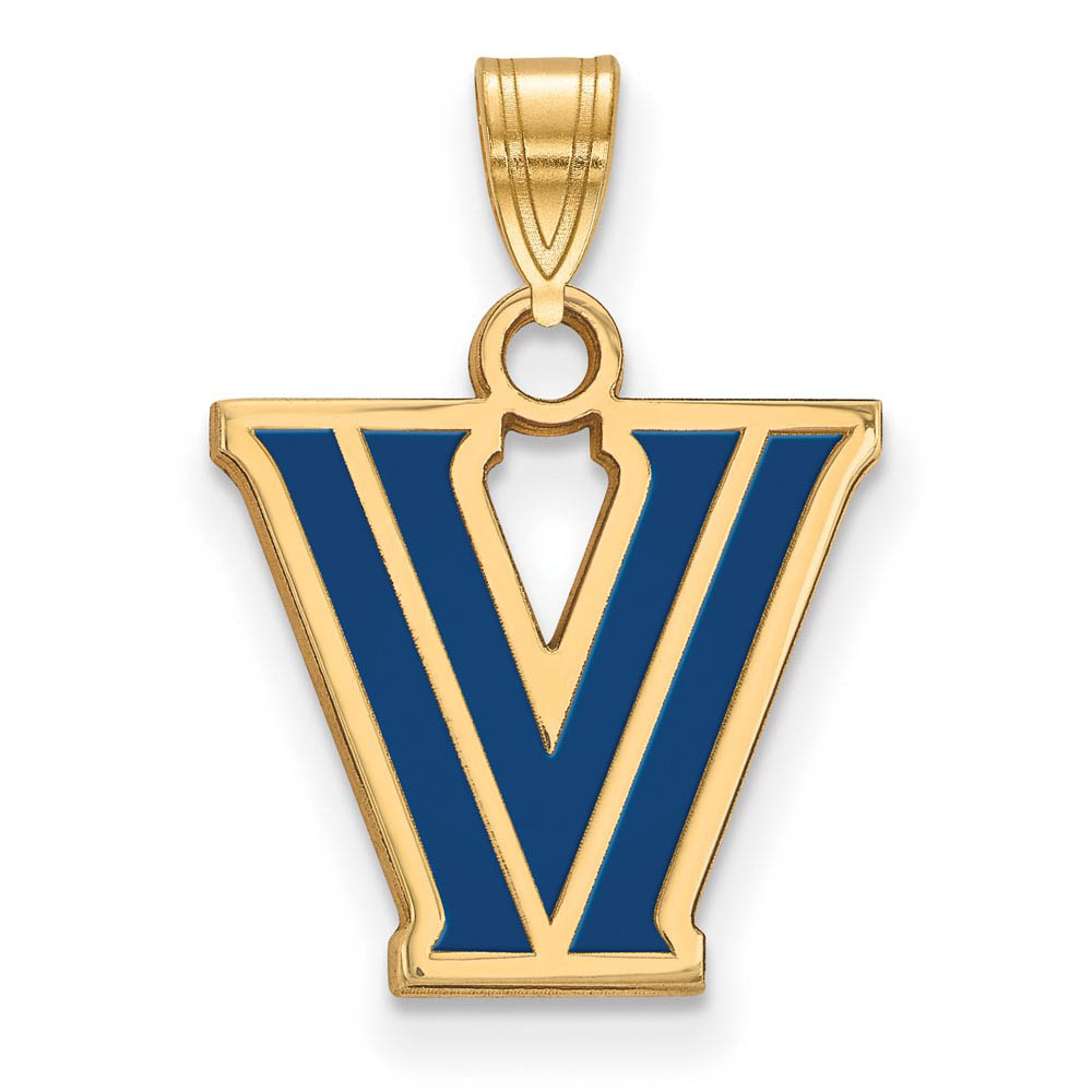 14k Gold Plated Silver Villanova U. Enamel Logo Pendant