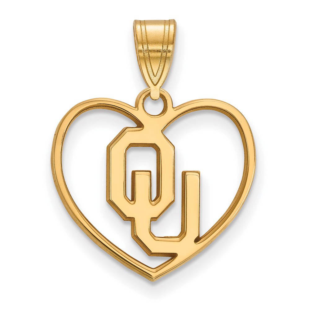 14k Gold Plated Silver U. of Oklahoma Heart Pendant