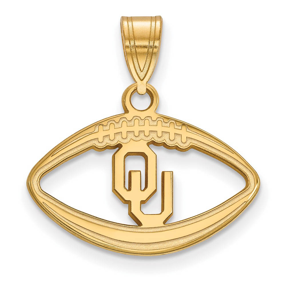 14k Gold Plated Silver U. of Oklahoma Football Pendant