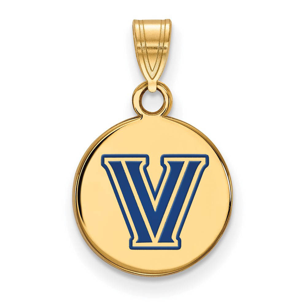 14k Gold Plated Silver Villanova U. Enamel Logo Disc Pendant