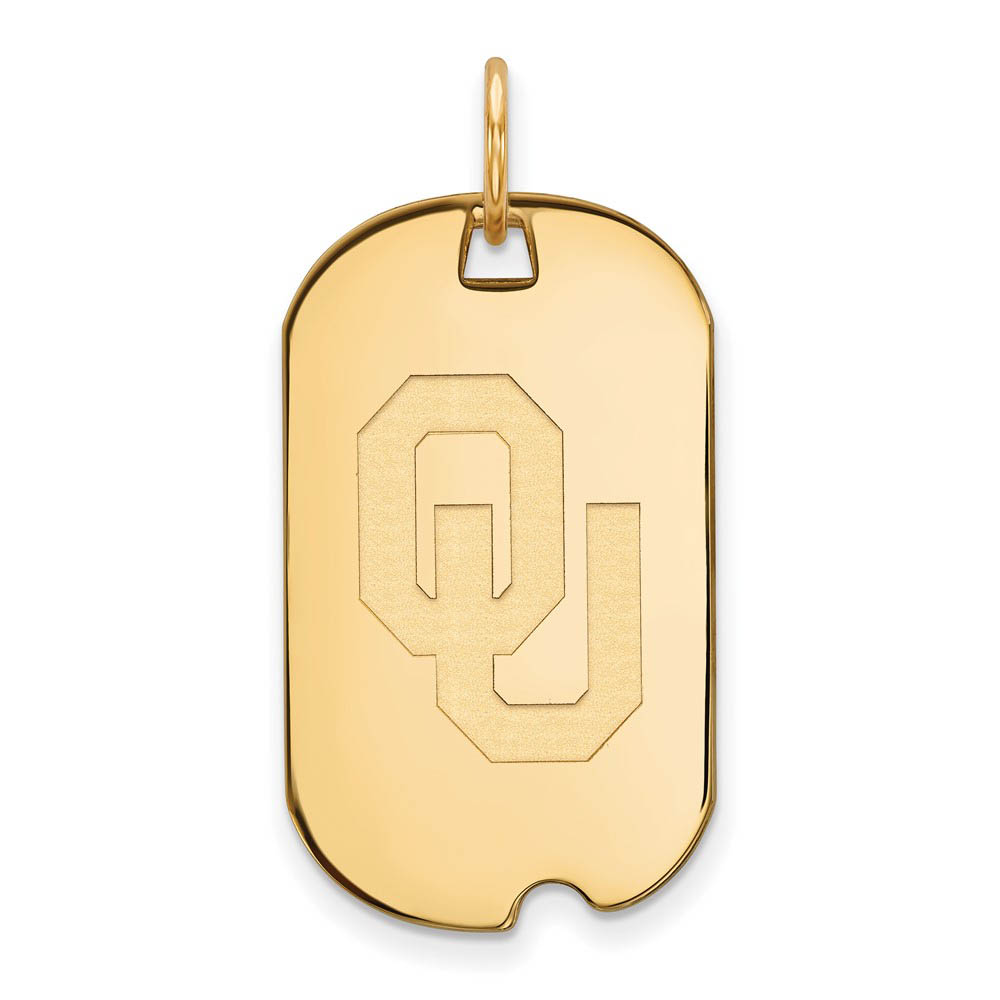14k Gold Plated Silver Univ. of Oklahoma Dog Tag Pendant