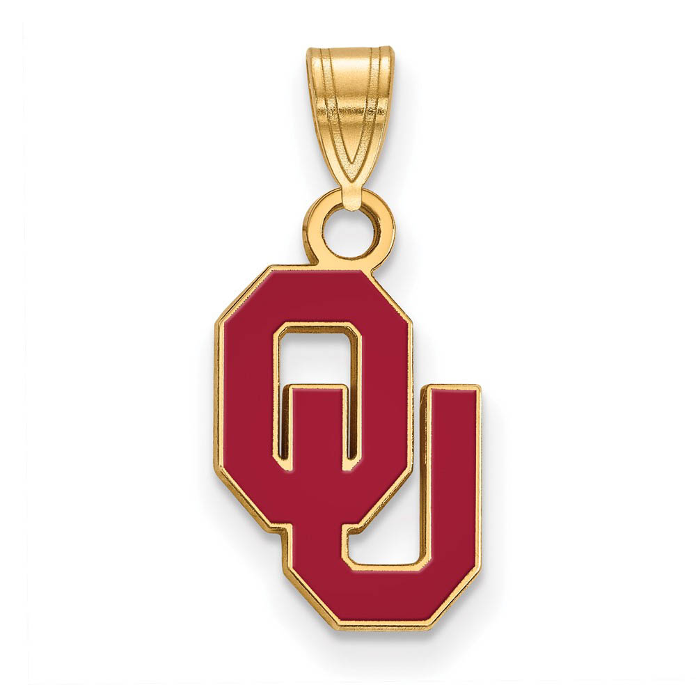 14k Gold Plated Silver U. of Oklahoma Enamel Pendant