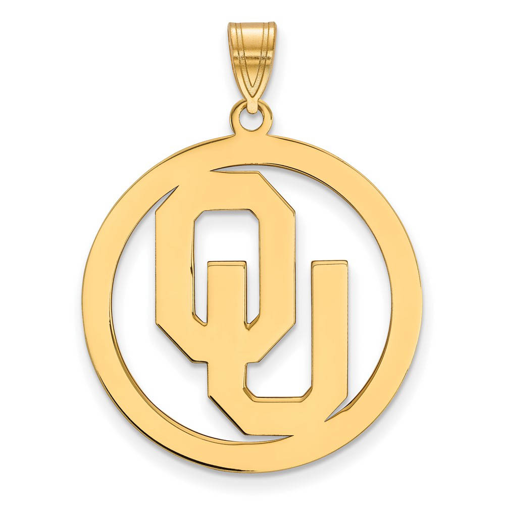 14k Gold Plated Silver U. of Oklahoma Circle Pendant