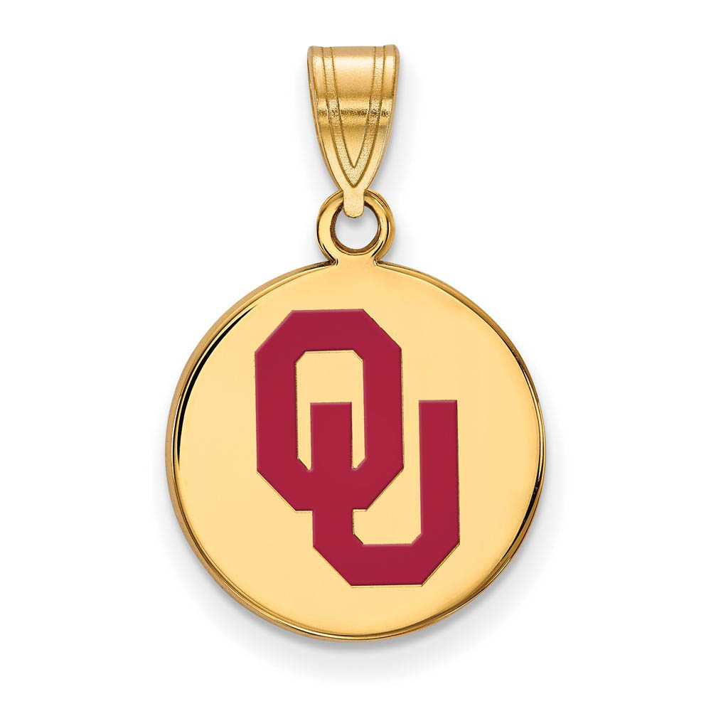 SS w/GP U. of Oklahoma Enamel 'OU' Disc Pendant