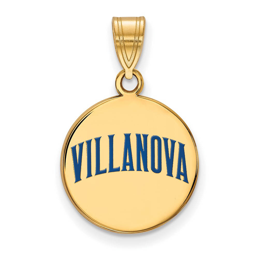 14k Gold Plated Silver Villanova U. Enamel Script Disc Pendant