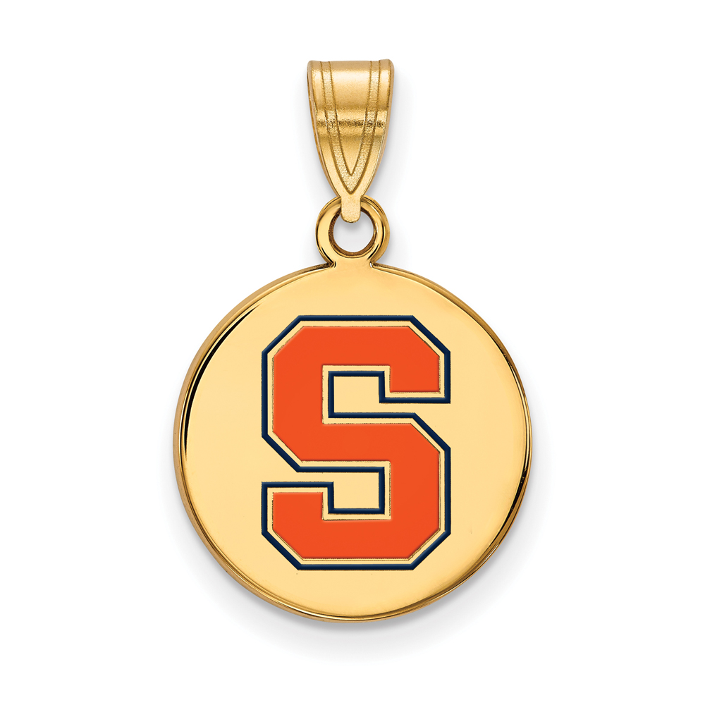 14k Gold Plated Silver Syracuse U. Enamel Disc Pendant