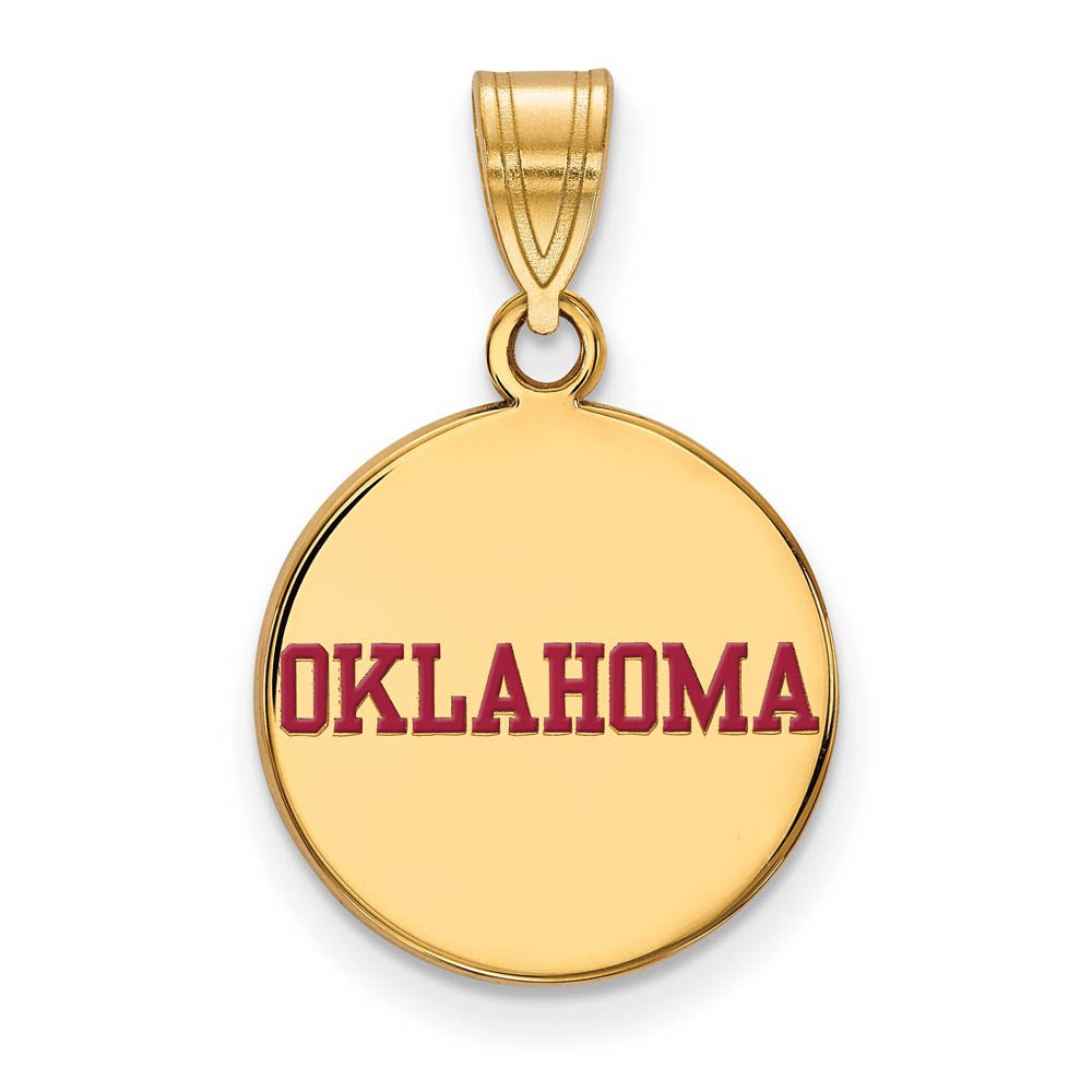 SS w/GP U. of Oklahoma Enamel Disc Pendant