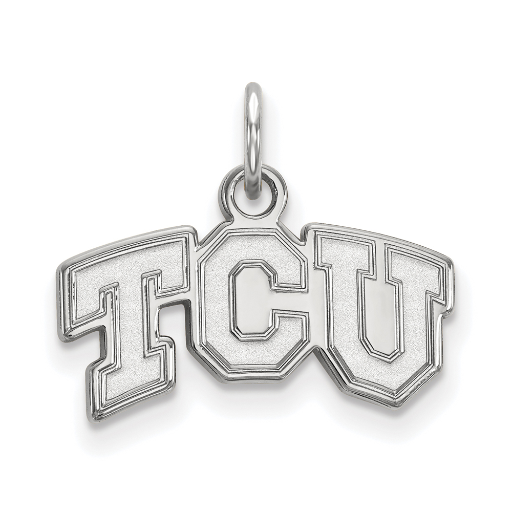 Sterling Silver Texas Christian U. (Tiny) 'TCU' Charm or Pendant