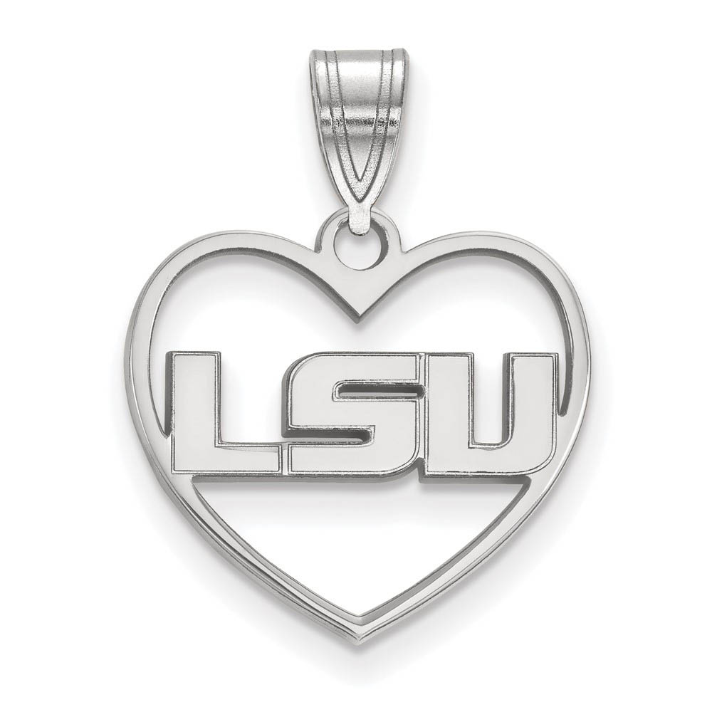 Sterling Silver Louisiana State Heart Pendant