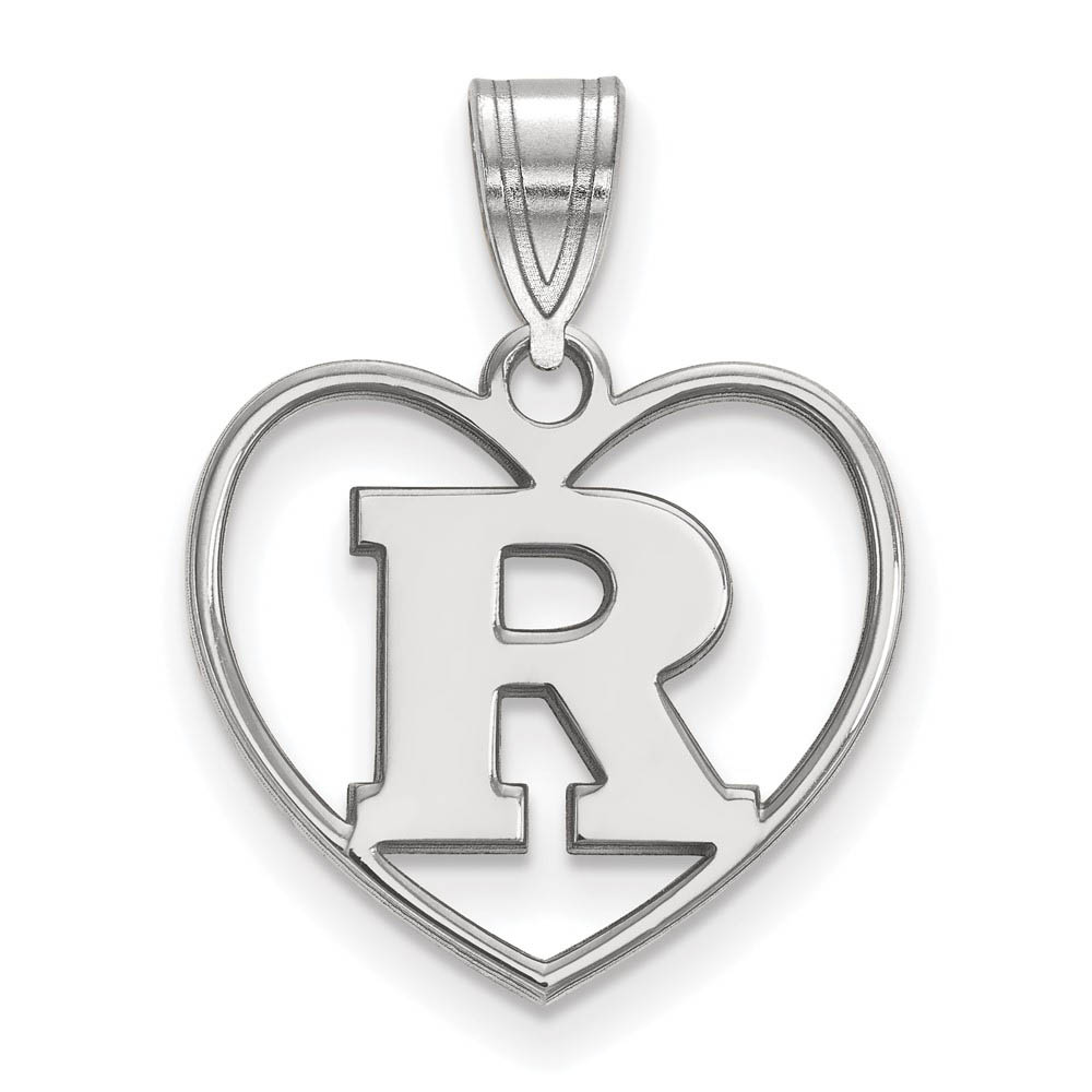Sterling Silver Rutgers Initial R Heart Pendant