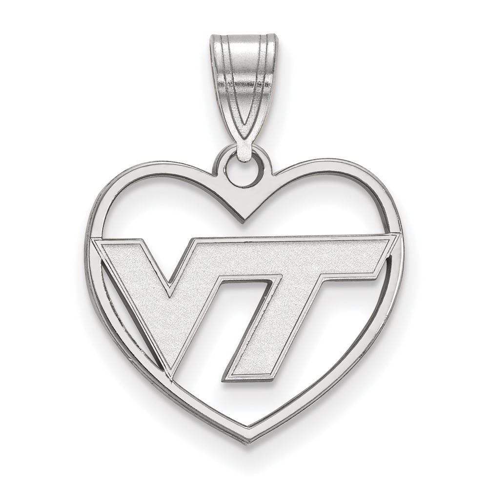 Sterling Silver Virginia Tech Logo Heart Pendant