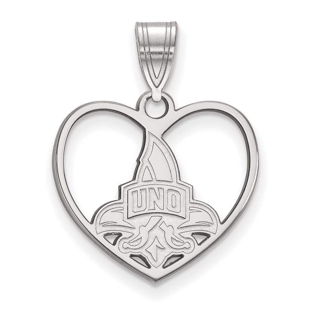 Sterling Silver U. of New Orleans Heart Pendant