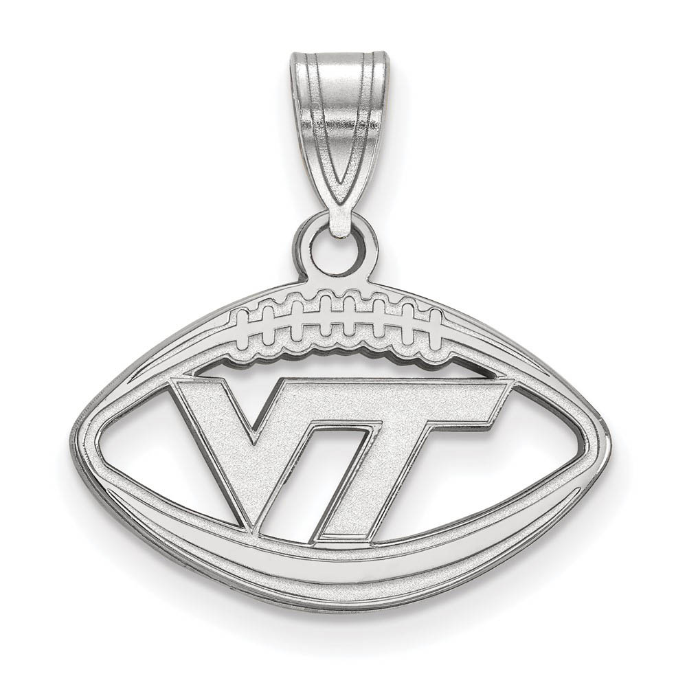 Sterling Silver Virginia Tech Logo Football Pendant