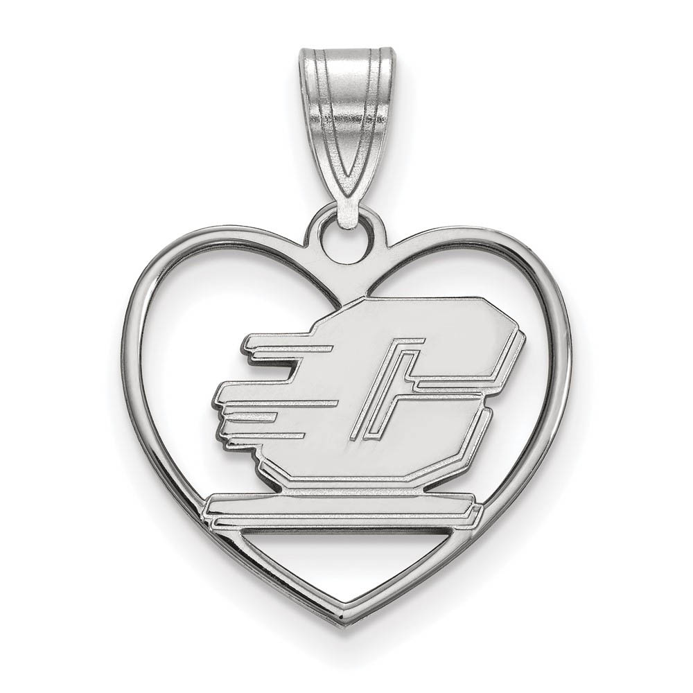 Sterling Silver Central Michigan U Heart Pendant