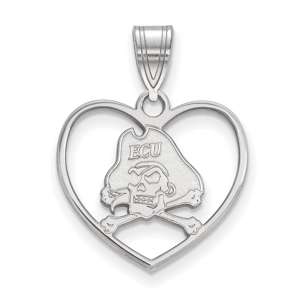 Sterling Silver East Carolina U Mascot Heart Pendant
