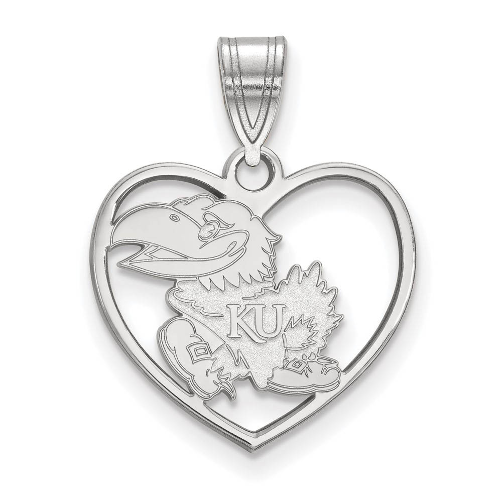 Sterling Silver U. of Kansas Heart Pendant