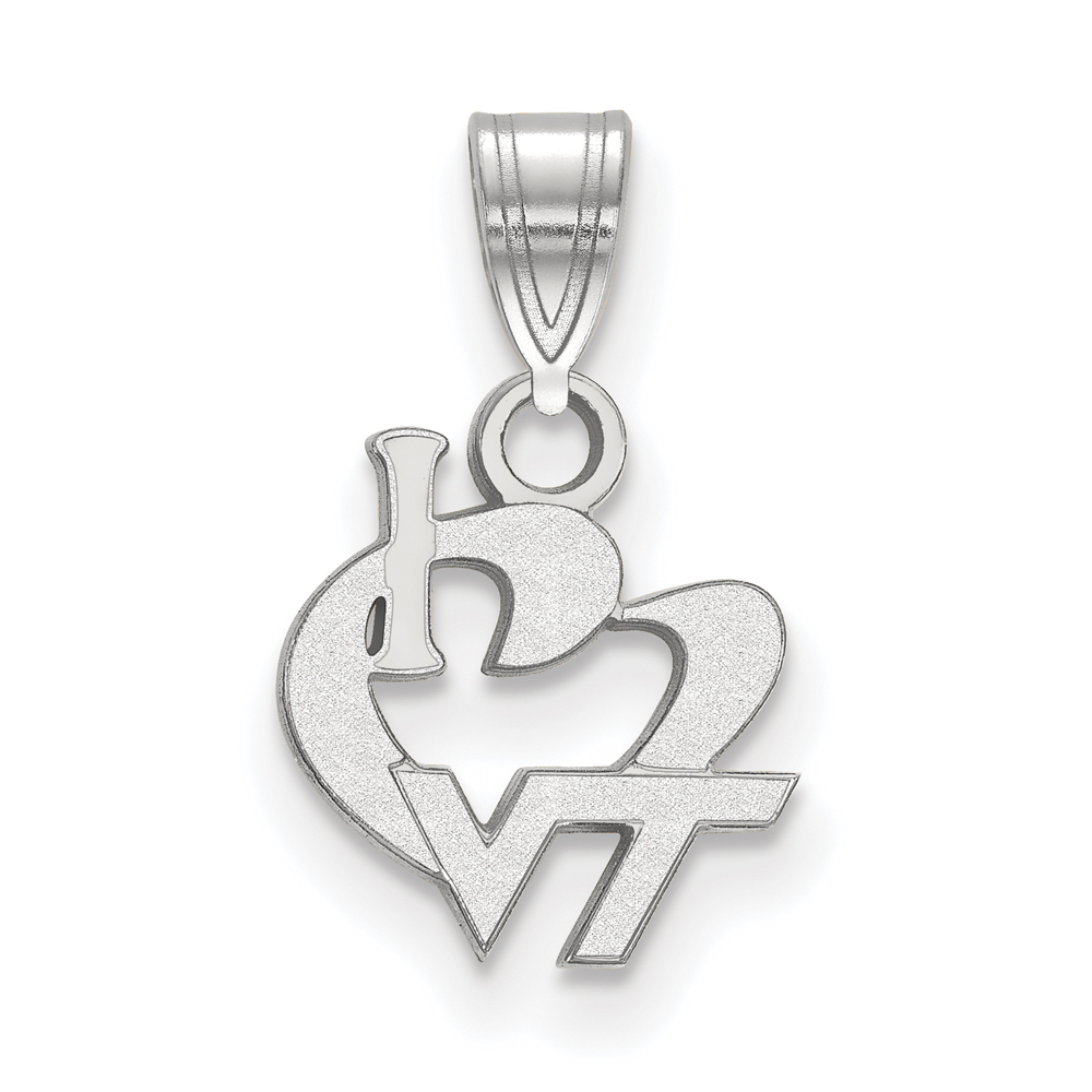 Sterling Silver Virginia Tech I Love 'VT' Logo Pendant
